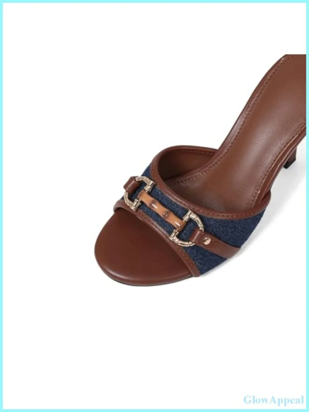Women's Open Toe Kitten Heel Sandals Slip On PU Heels